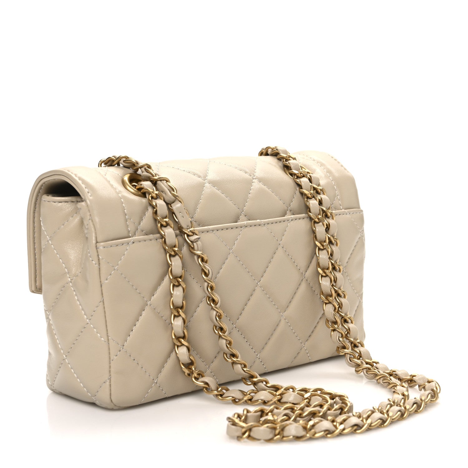 Chanel Shiny Lambskin Quilted Mini Flap Beige 3 of 10