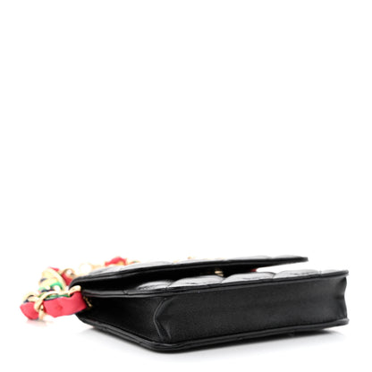 Chanel Shiny Lambskin Ribbon Quilted Flap Belt Bag Black 4 of 12