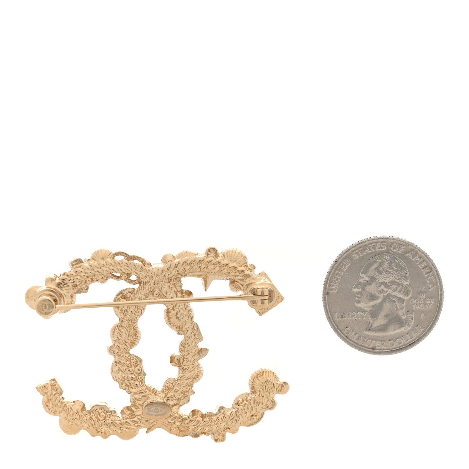 Chanel Crystal Pearl CC Charms Brooch Gold 2 of 4