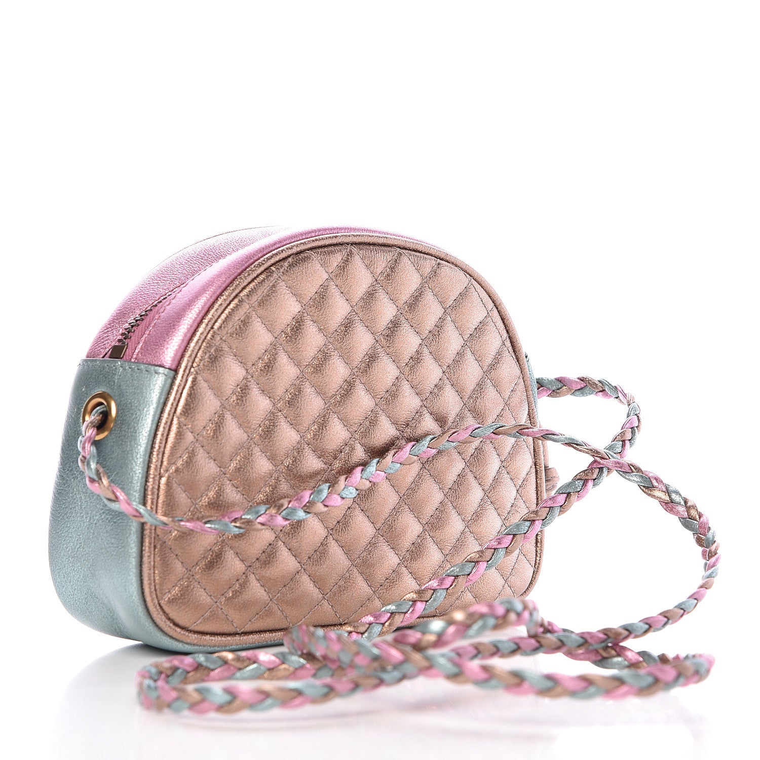 Gucci Laminated Nappa Trapuntata Mini Zumi Dome Shoulder Bag Rosa Lago Rame 3 of 11