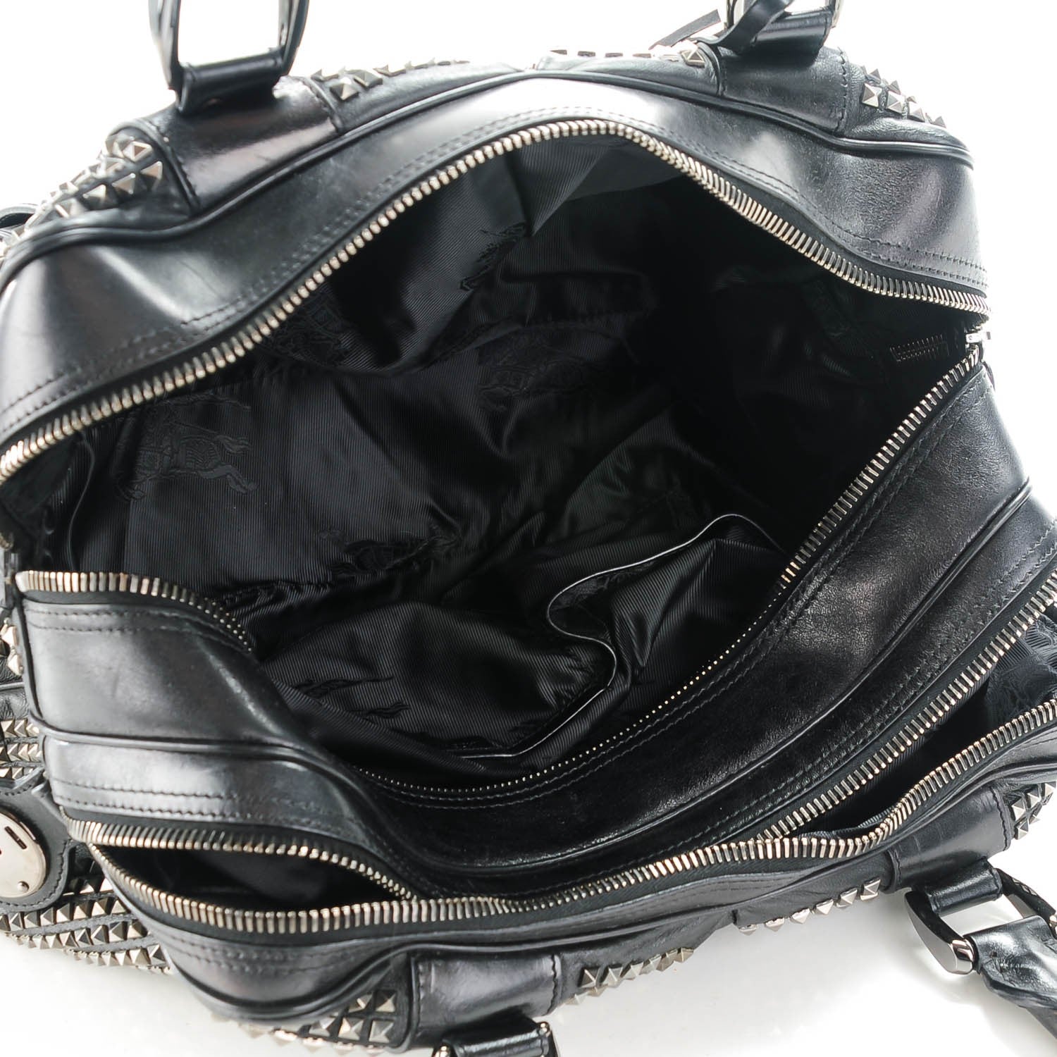 Burberry Prorsum Calfskin Studded Knight Satchel Black 6 of 9