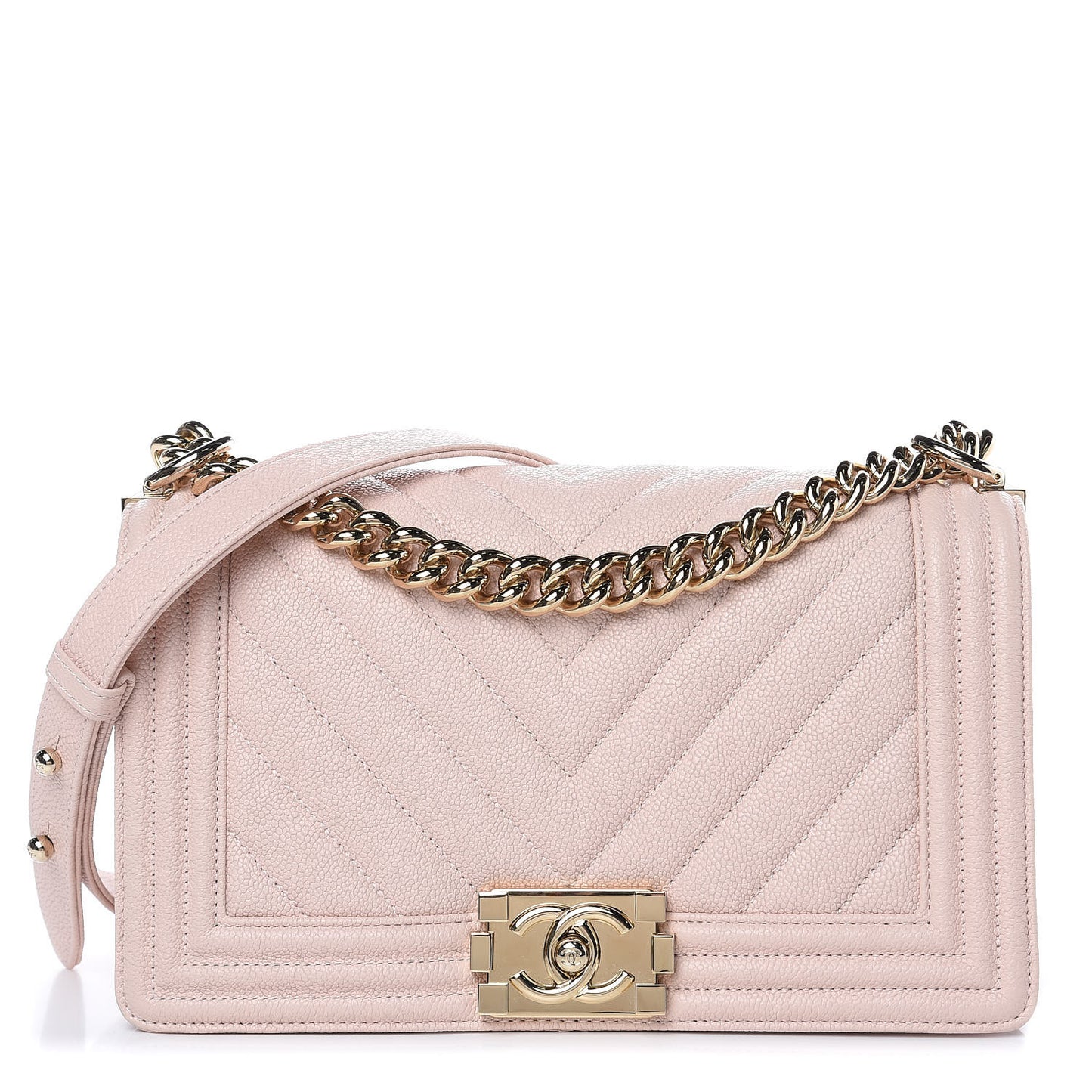 Caviar Chevron Quilted Medium Boy Flap Nude