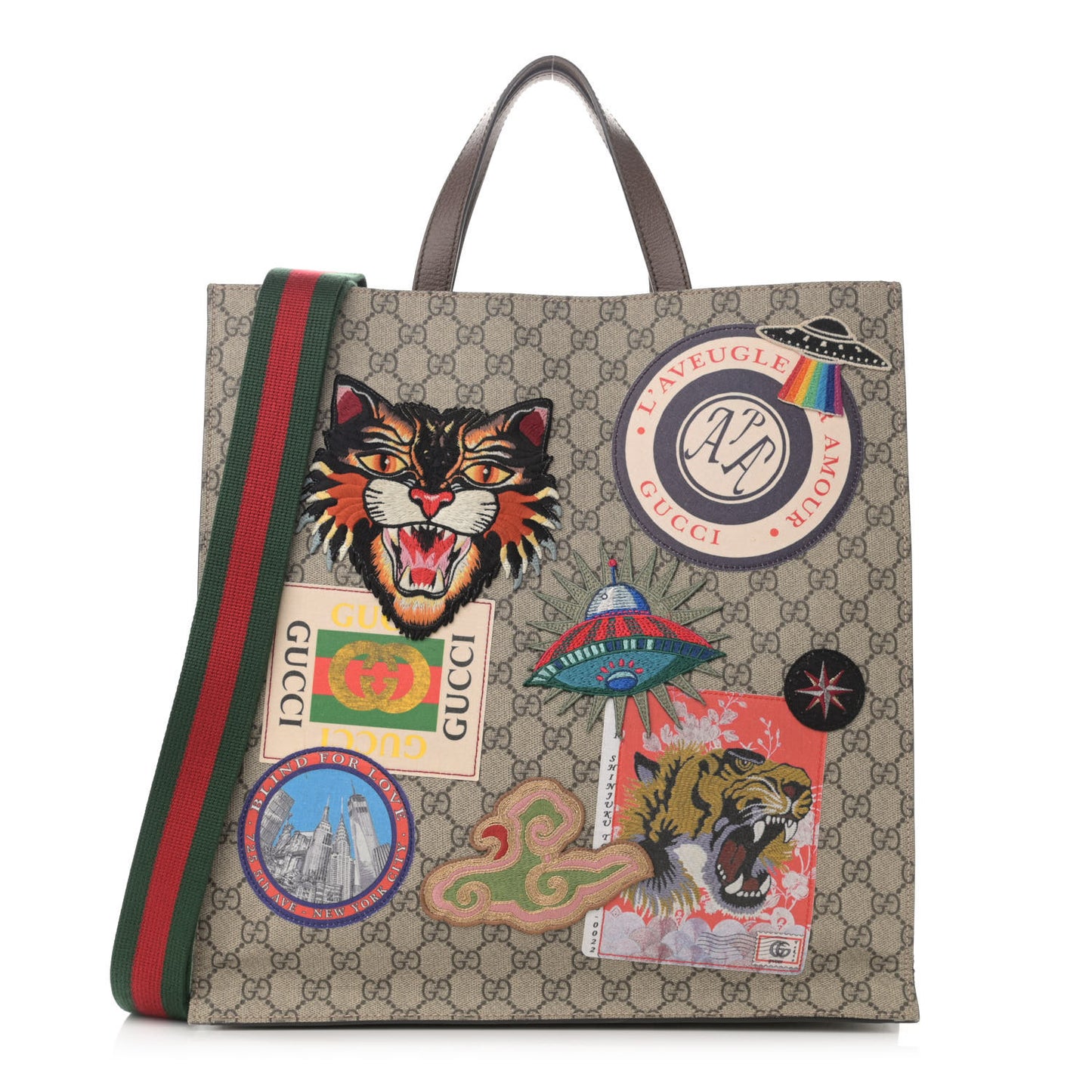 Soft GG Supreme Monogram Courrier Vertical Tote Beige New Acero