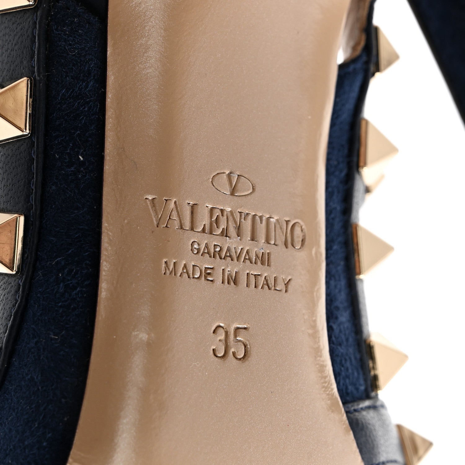 Valentino Garavani Suede Nappa Rockstud Ankle Strap 100mm Pumps 35 Marine 7 of 11