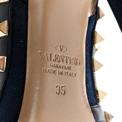 Valentino Garavani Suede Nappa Rockstud Ankle Strap 100mm Pumps 35 Marine 7 of 11