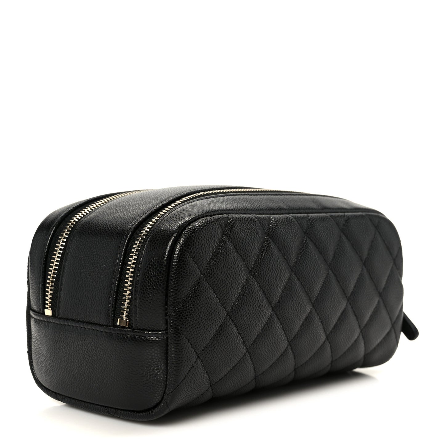 Caviar Quilted Toiletry Case With Chain Black