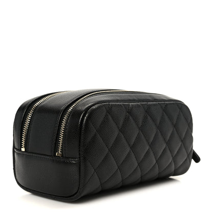 Chanel Caviar Quilted Toiletry Case With Chain Black 3 of 9