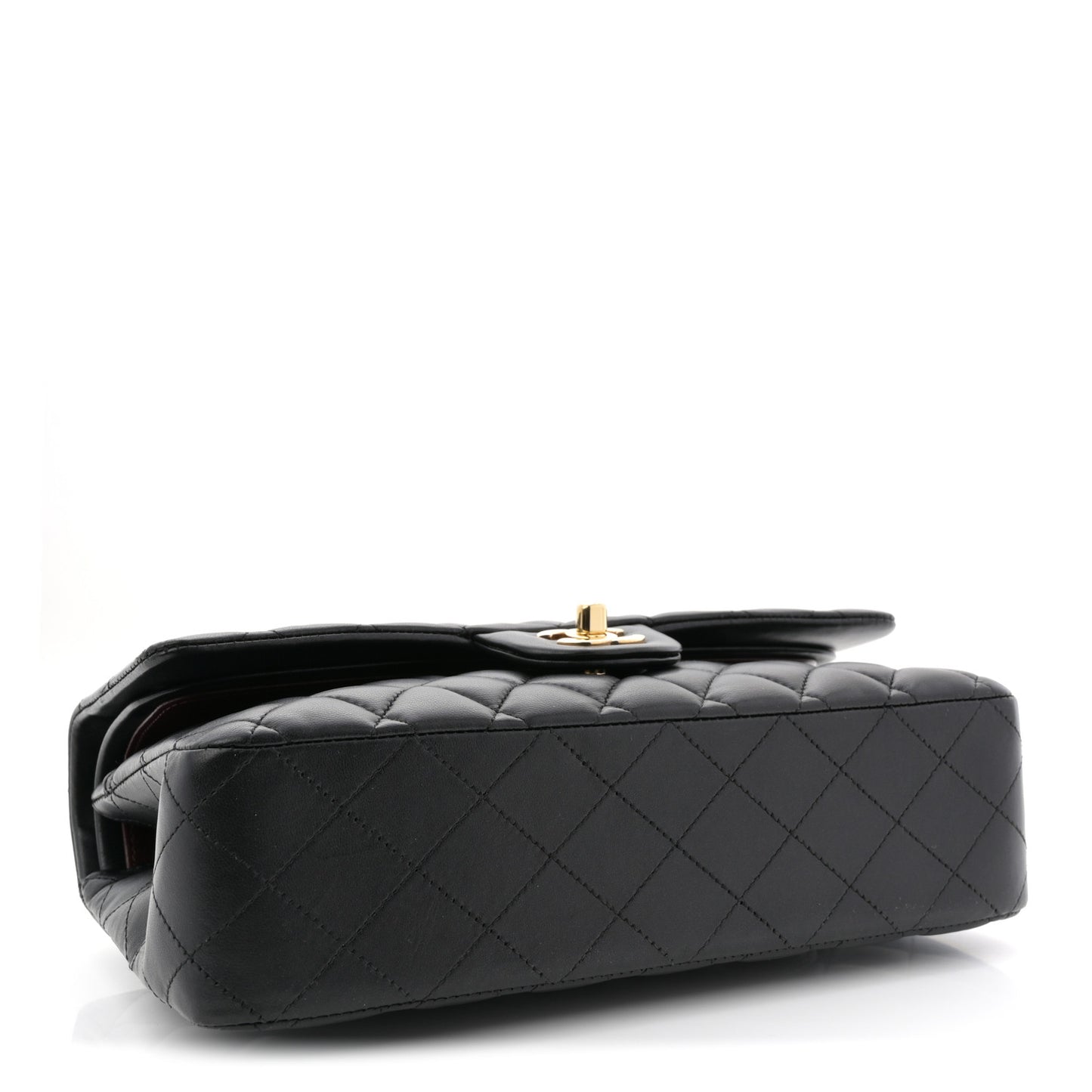 Lambskin Quilted Medium Double Flap Black
