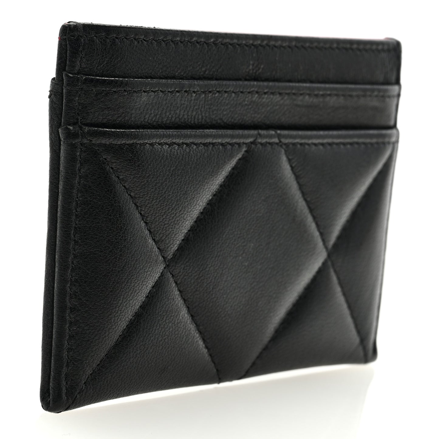 Lambskin Quilted Chanel 19 Card Holder Black