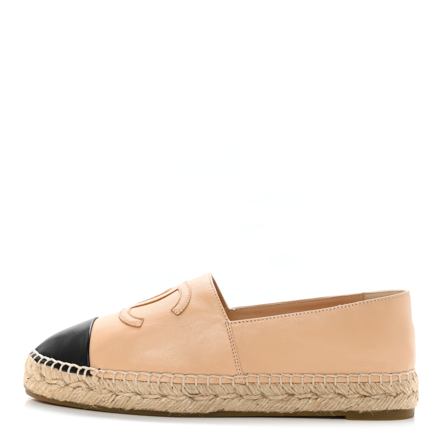 Chanel Lambskin CC Espadrilles 39 Beige Black 1 of 12