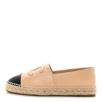 Chanel Lambskin CC Espadrilles 39 Beige Black 1 of 12