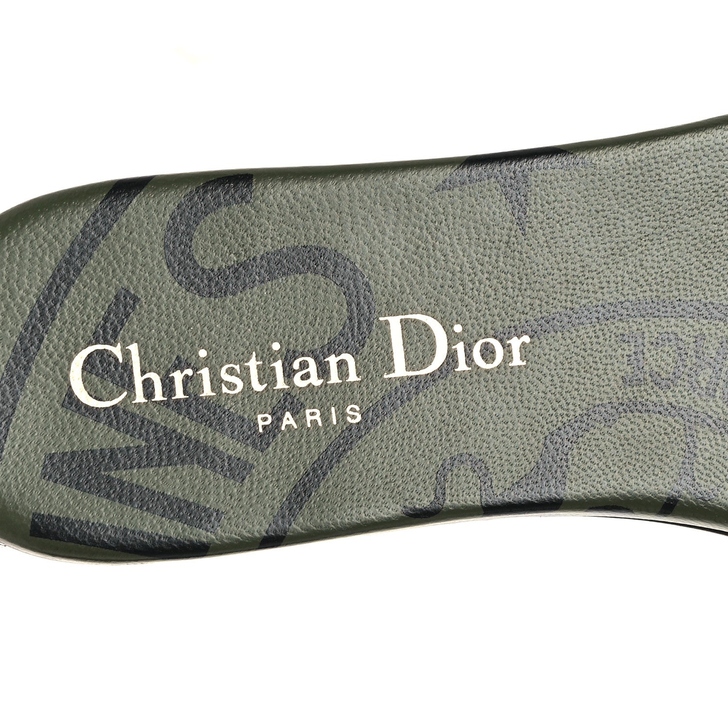 Christian Dior Canvas Union Embroidered Dway Flat Slide Sandals 35.5 Kaki 6 of 10