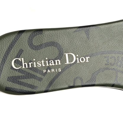Christian Dior Canvas Union Embroidered Dway Flat Slide Sandals 35.5 Kaki 6 of 10