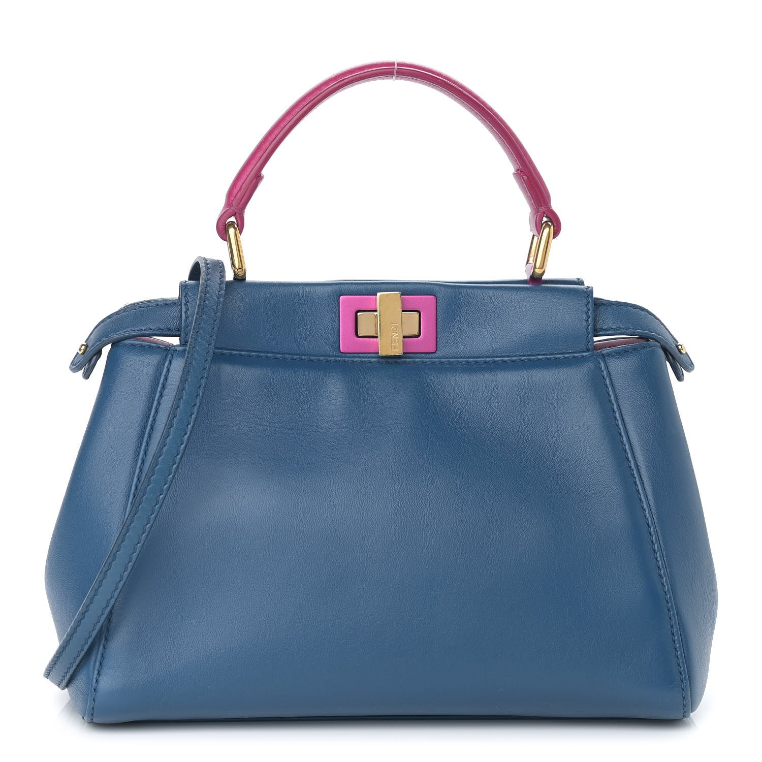 Fendi Nappa Colorblock Mini Peekaboo Iconic Satchel Iris Magenta Bubblegum 1 of 12