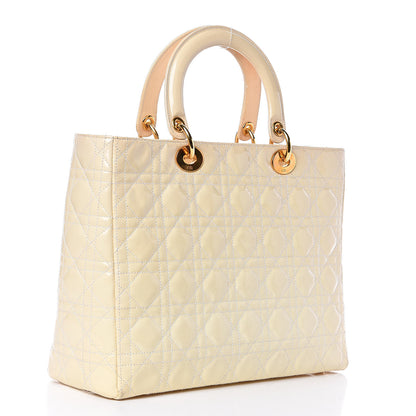 Christian Dior Patent Cannage Large Lady Dior White 3 of 13