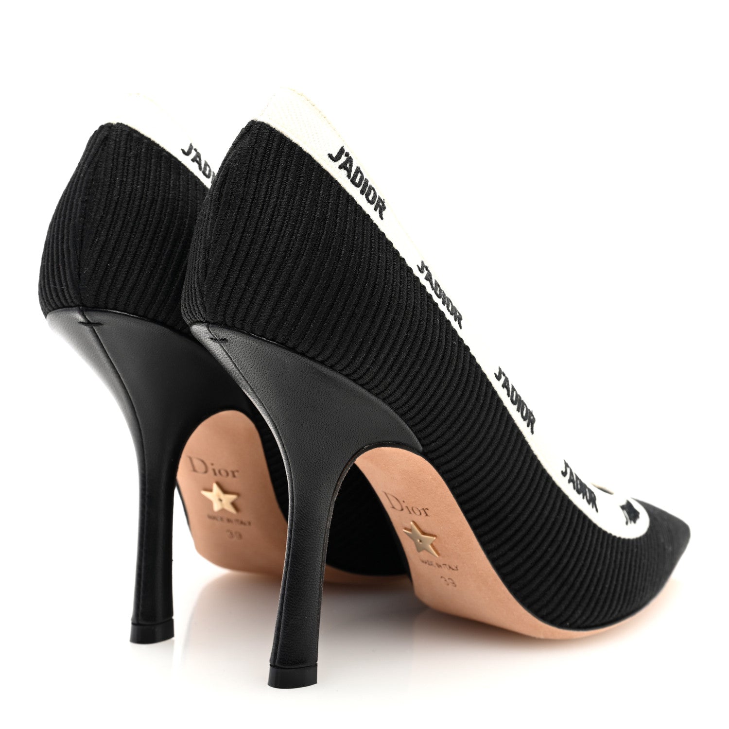 Christian Dior Technical Canvas Ribbon Embroidered J'Adior 100mm Pumps 39 Black 4 of 8