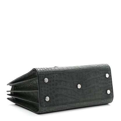 Saint Laurent Calfskin Crocodile Embossed Small Sac De Jour Fog 4 of 22