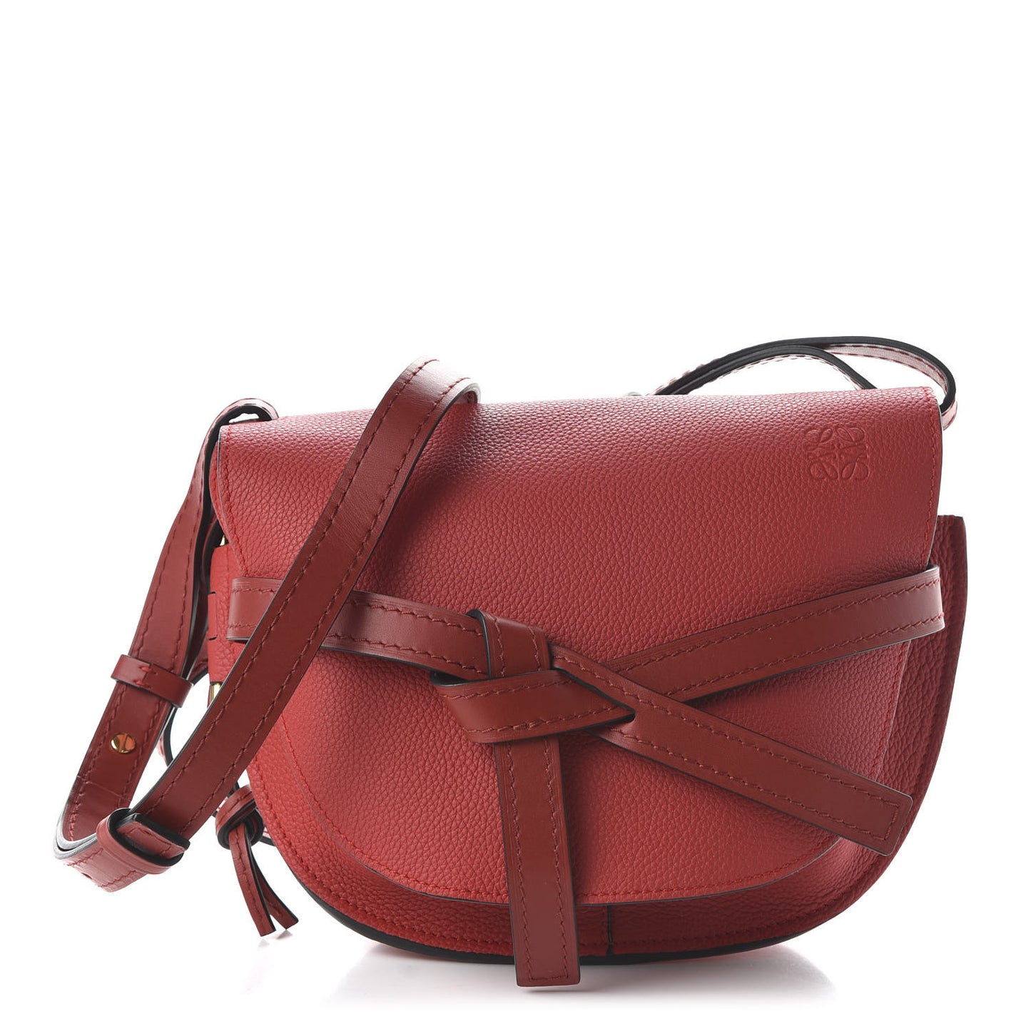 Soft Grain Calfskin Small Gate Crossbody Bag Scarlet Red Burnt Red