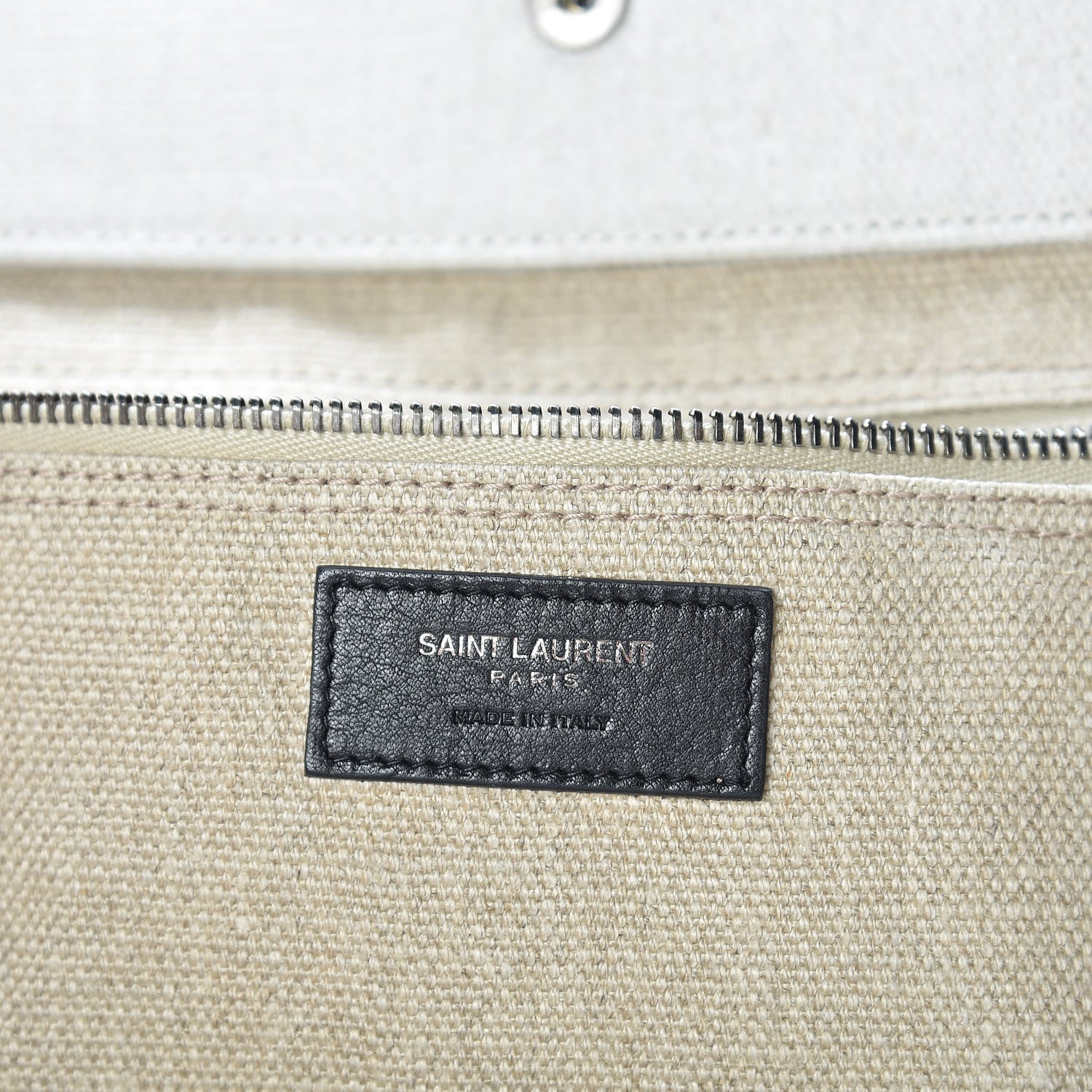 Saint Laurent Linen Calfskin Rive Gauche Tote Optic White 8 of 11
