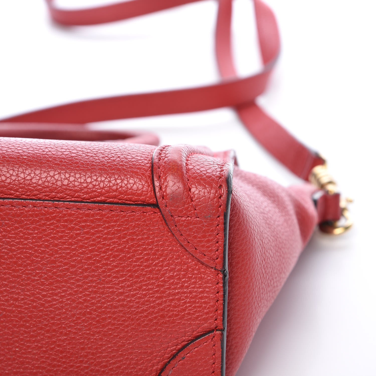 Celine Drummed Calfskin Nano Luggage Coquelicot 10 of 12