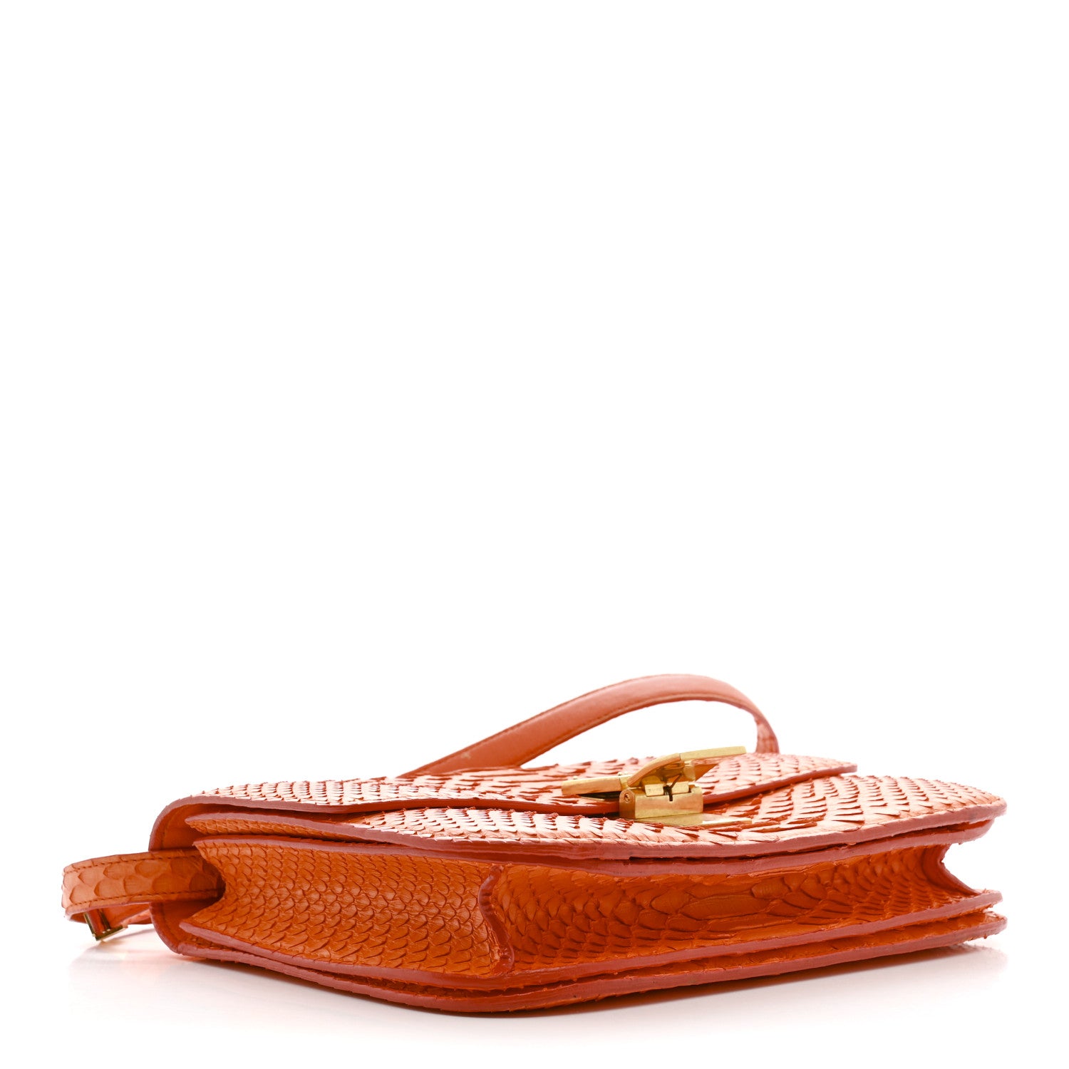Celine Snakeskin Classic Box Flap Orange 4 of 24