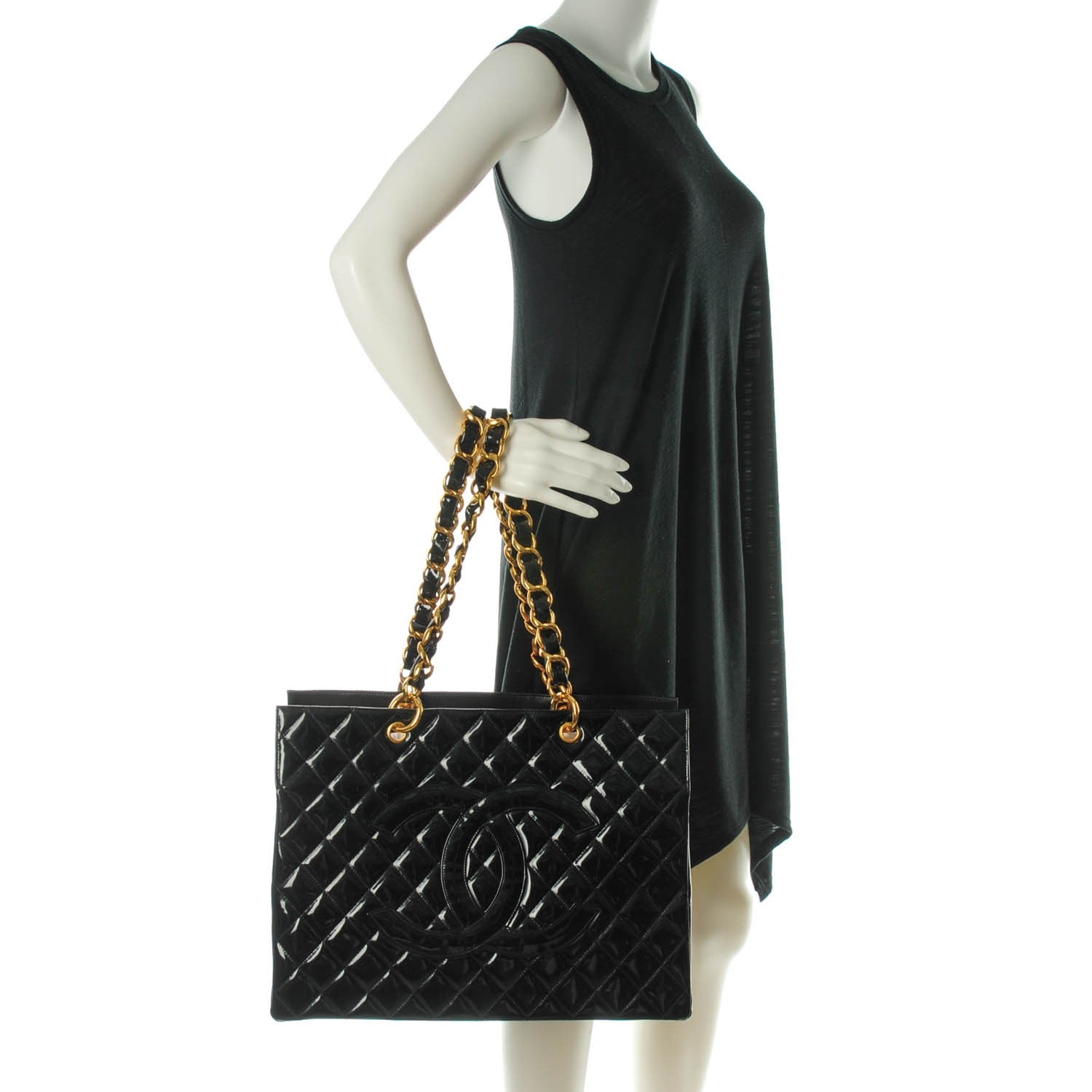 Chanel Patent Grand Shopping Tote GST Black 2 of 8