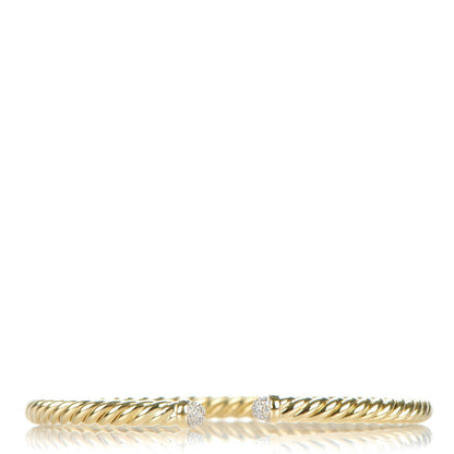 David Yurman 18K Yellow Gold Diamond 4mm Cablespira Bracelet 1 of 5