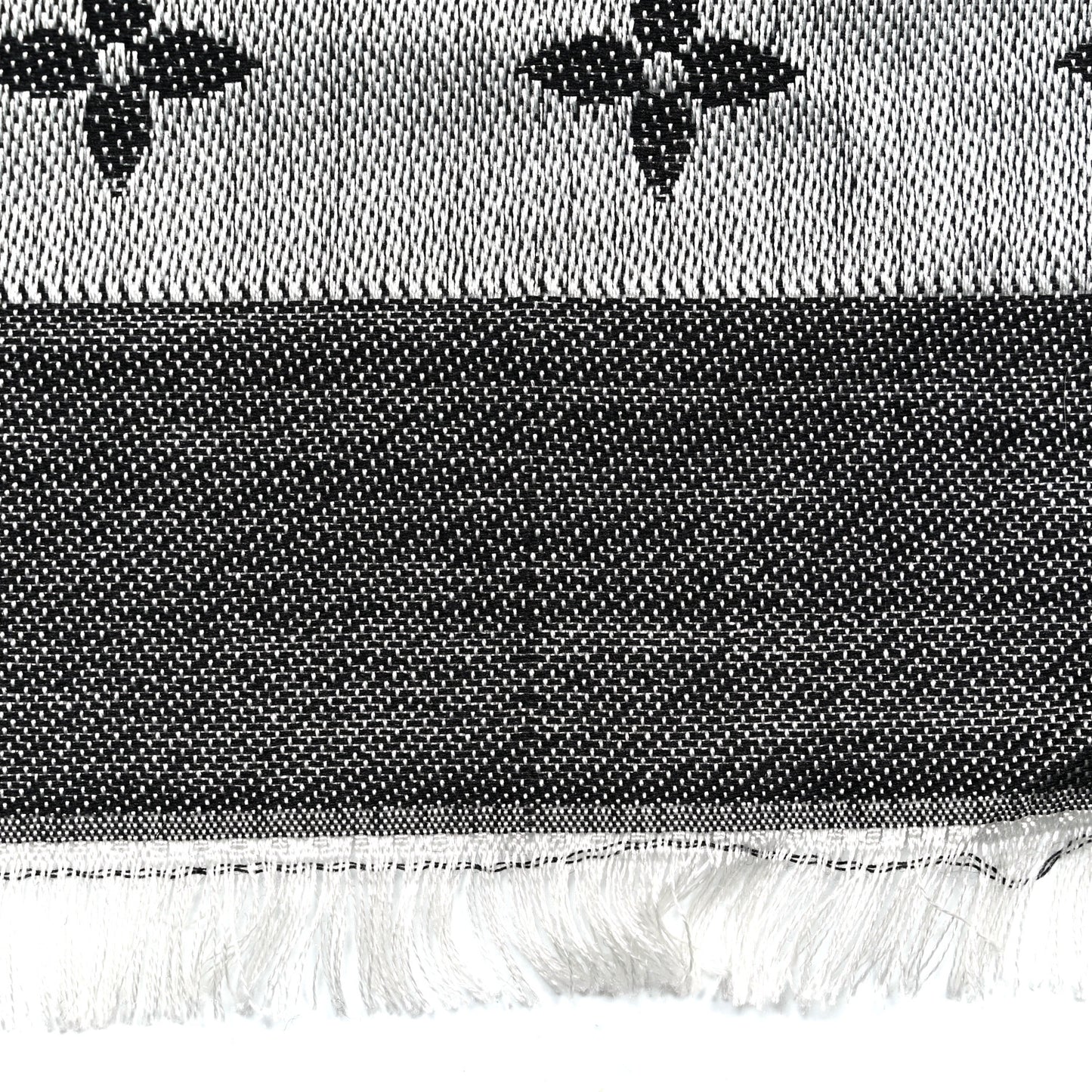 Silk Wool Monogram Denim Shawl Black