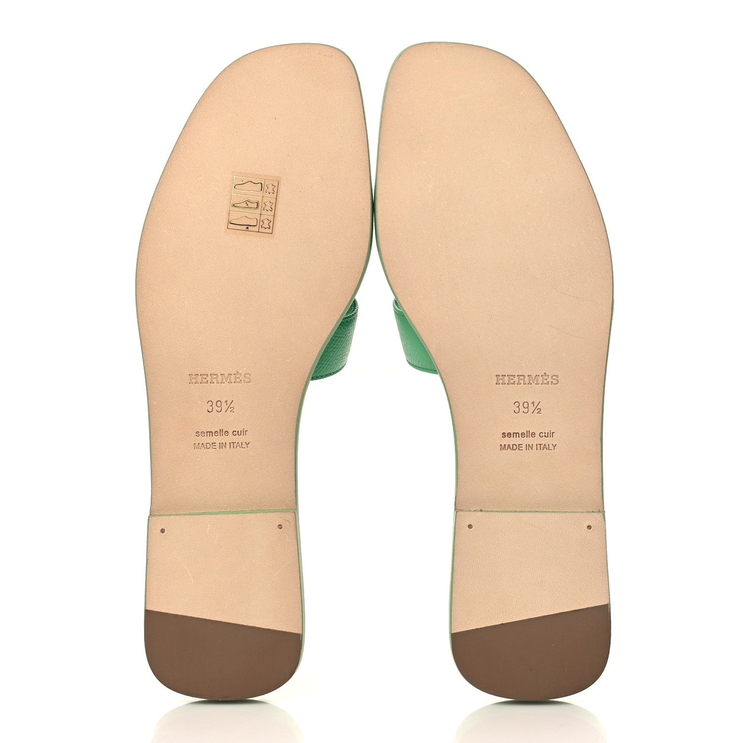 Hermes Epsom Oran Sandals 39.5 Vert Pomme 5 of 8