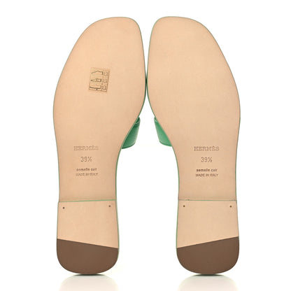 Hermes Epsom Oran Sandals 39.5 Vert Pomme 5 of 8