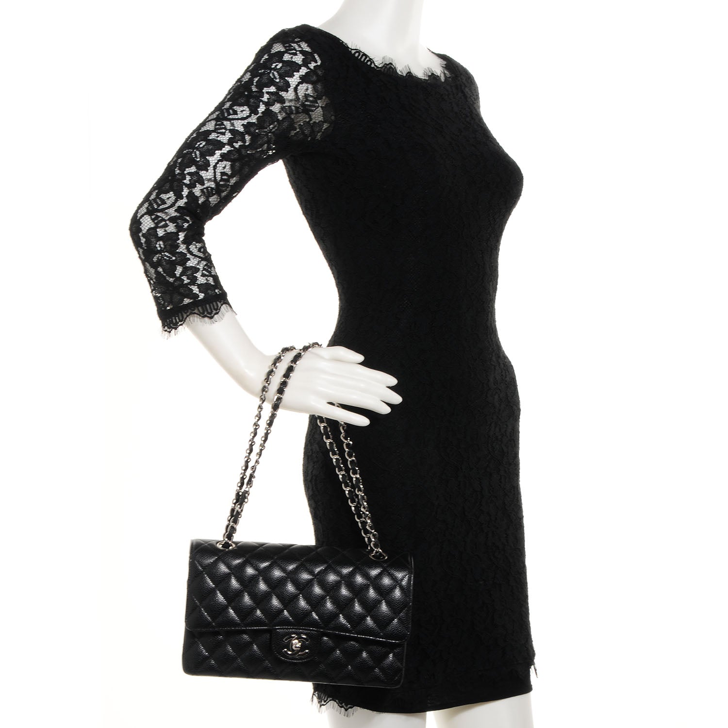 Chanel Caviar Quilted Medium Double Flap Black 2 of 8