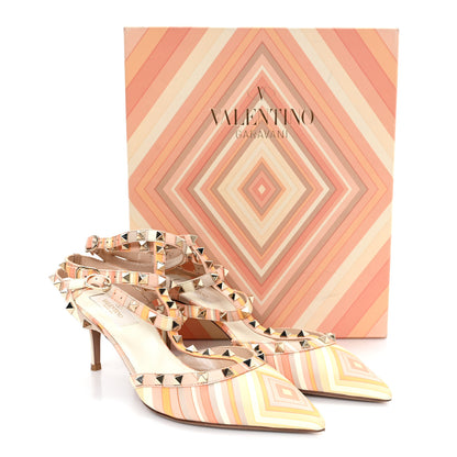 Valentino Garavani Vitello Native Couture 1975 Rockstud Rolling Ankle Strap Pumps 40 Mandarin Sorbet 9 of 9