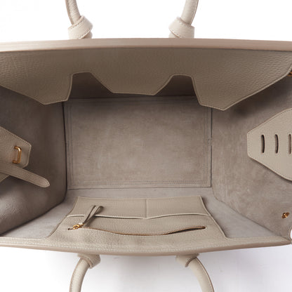 Celine Crisped Calfskin Tie Knot Small Tote Chalk 7 of 8