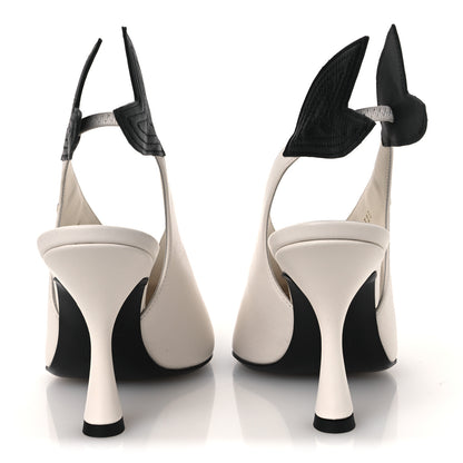 Chanel Lambskin Slingback Pumps 36.5 White Black 6 of 12