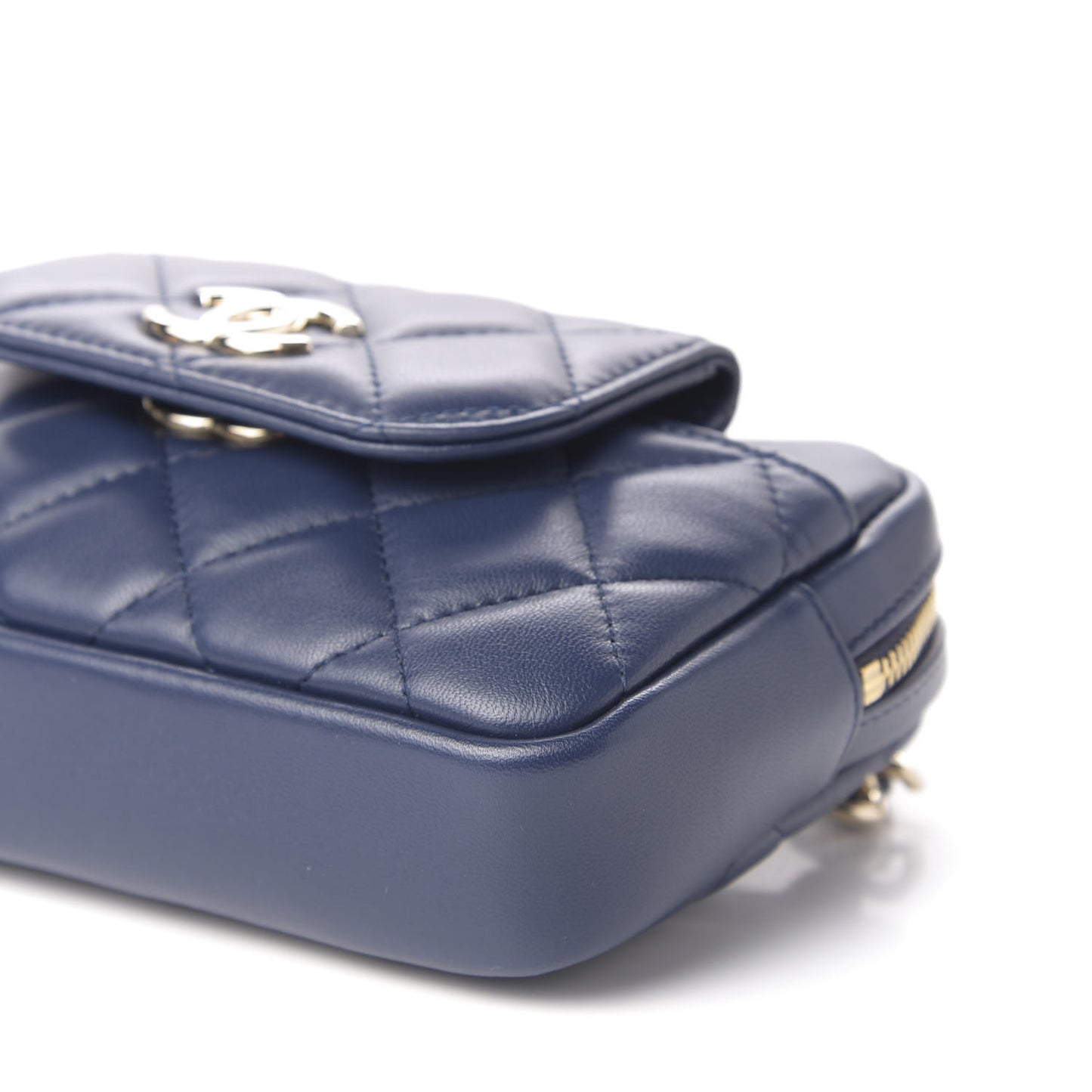 Lambskin Quilted Waist Bag With Pouch Blue