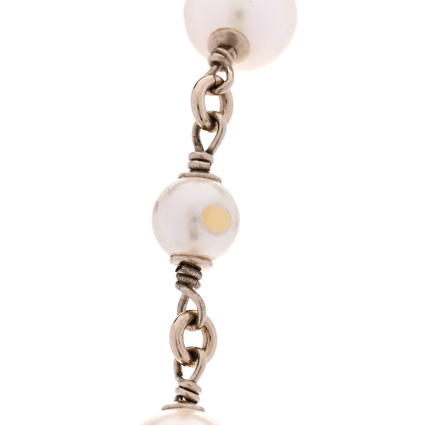 Pearl Multistrand CC Long Necklace Pearly White