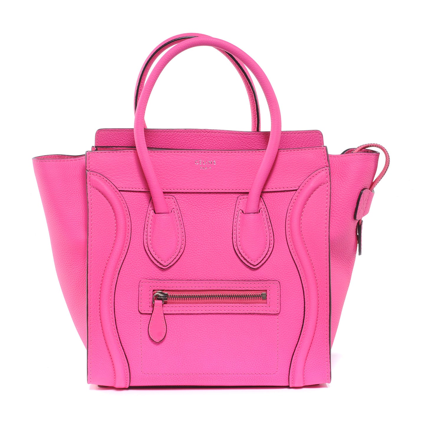 Drummed Leather Micro Luggage Fluo Pink