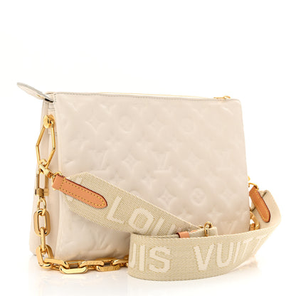 Louis Vuitton Lambskin Embossed Monogram Coussin PM Beige Cream 3 of 11