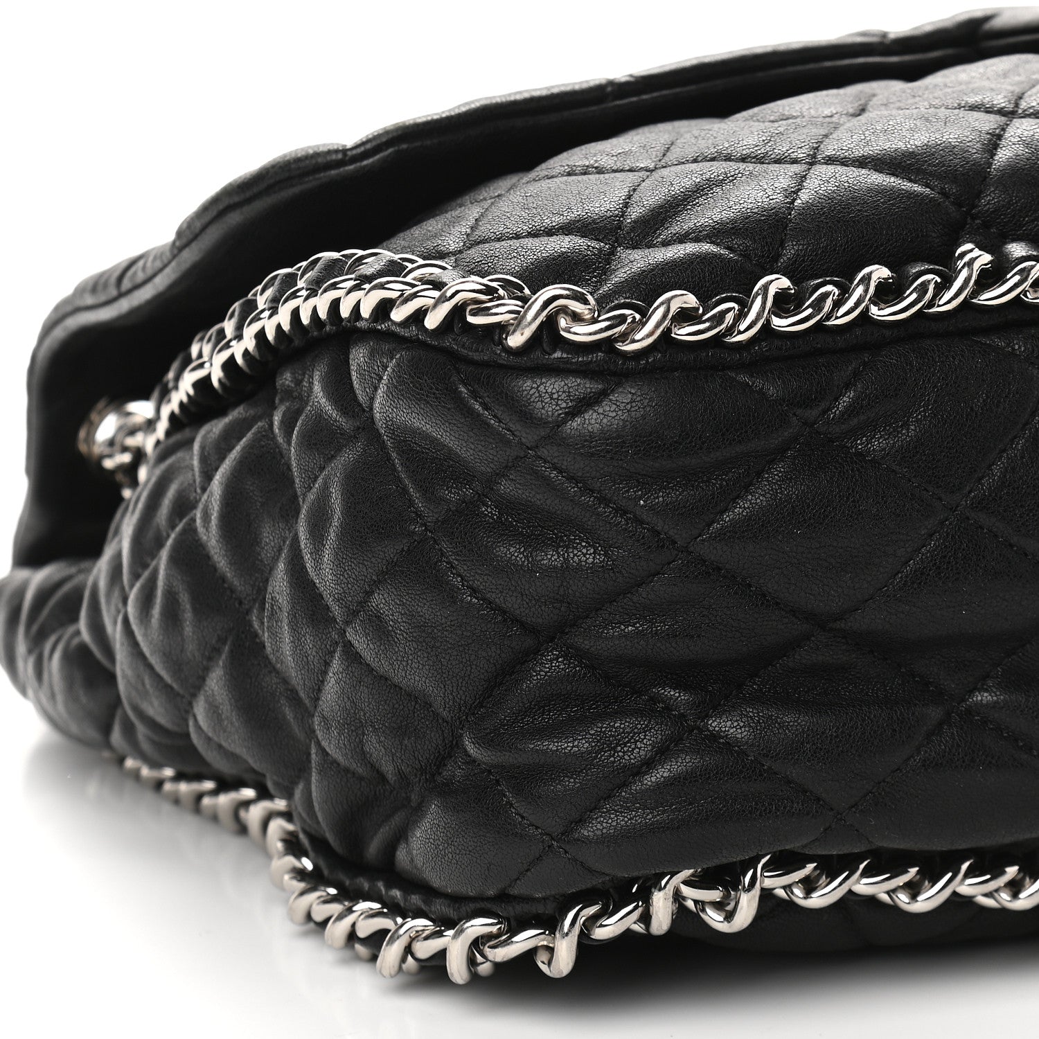 Chanel Washed Lambskin Quilted Maxi Chain Around Flap Black 8 of 9