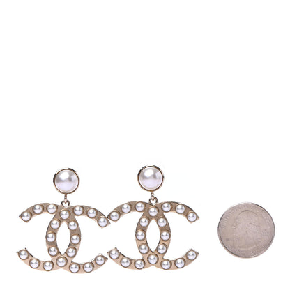 Chanel Pearl CC Drop Earrings Gold 2 of 4
