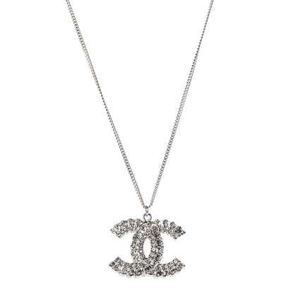 Chanel Baguette Crystal Large CC Necklace Silver 1 of 6