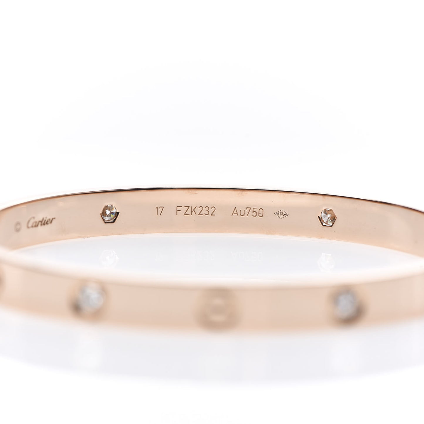 18K Pink Gold 4 Diamond LOVE Bracelet 17