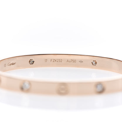 Cartier 18K Pink Gold 4 Diamond LOVE Bracelet 17 4 of 10