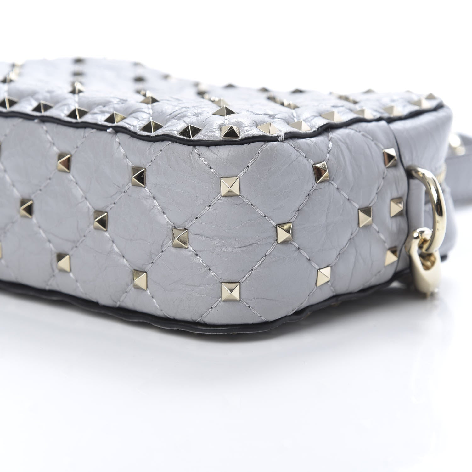 Valentino Garavani Craquele Nappa Rockstud Spike Camera Crossbody Bag Pastel Grey 9 of 10