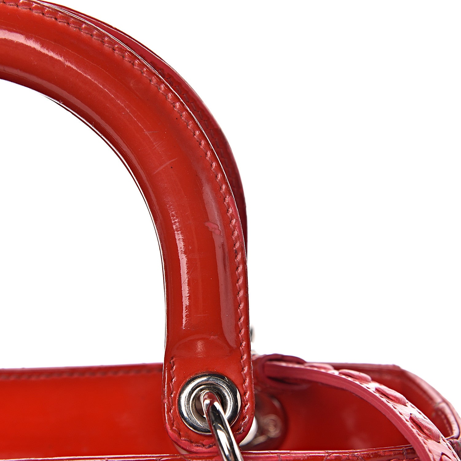 Christian Dior Patent Cannage Whipstitch Medium Lady Dior Red 20 of 28