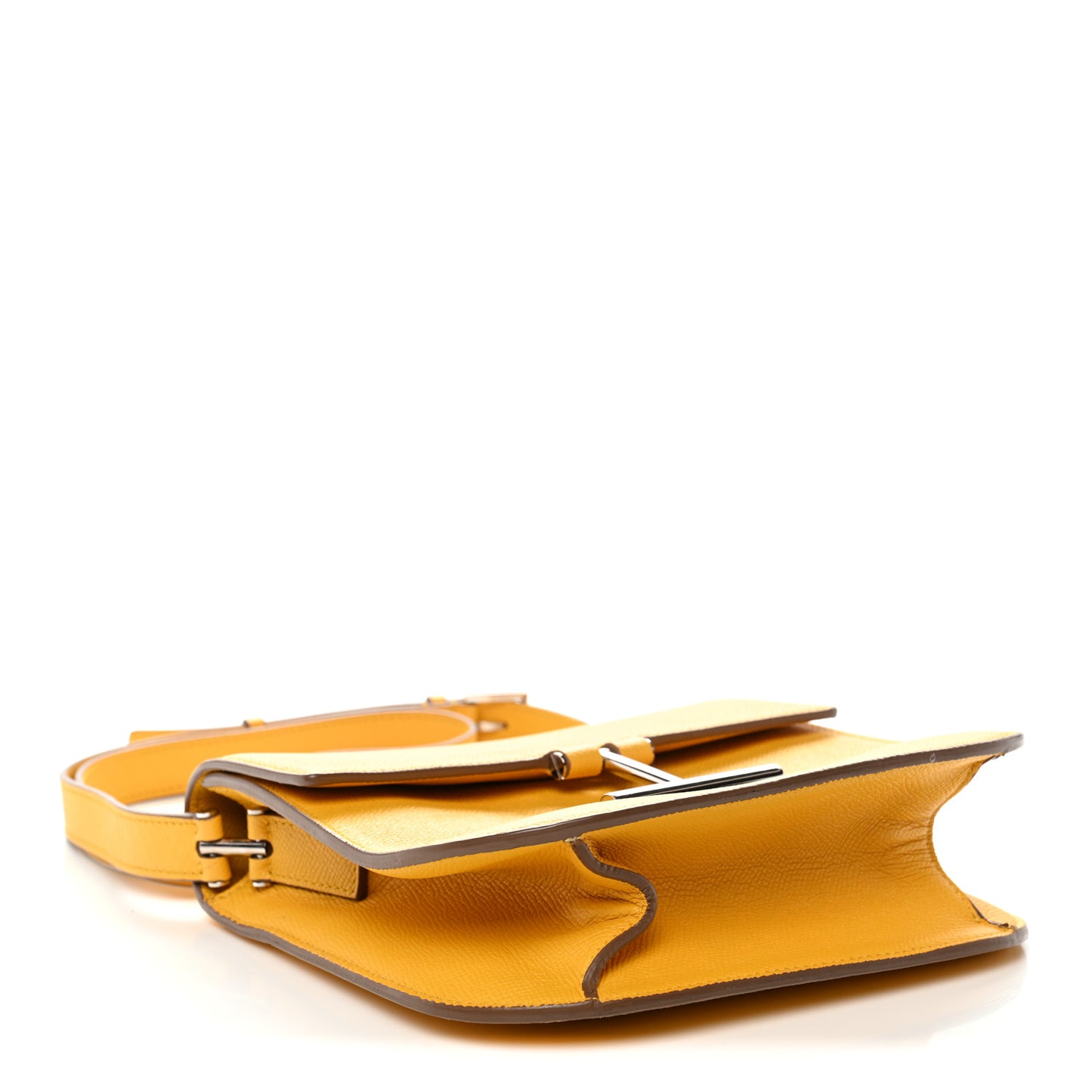 Grained Calfskin Mini T Clasp Tara Crossbody Bag Yellow