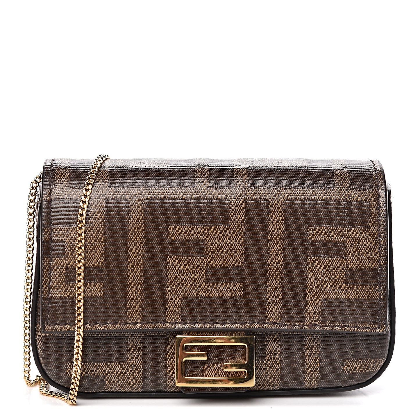 Glazed Fabric FF 1974 Nano Baguette Belt Charm Mogano Panna