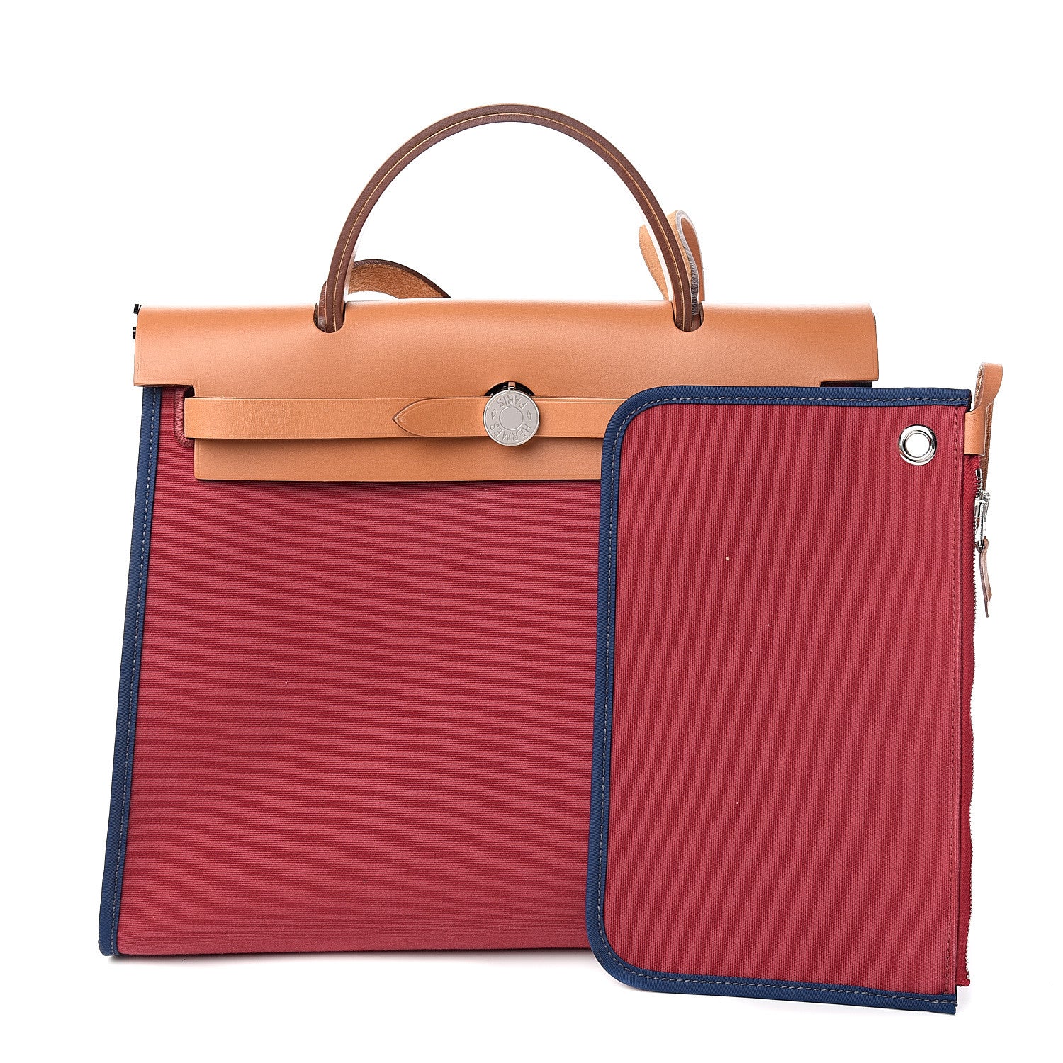 Hermes Vache Hunter Toile Herbag Zip 31 PM Rubis Bleu De Malte 1 of 10