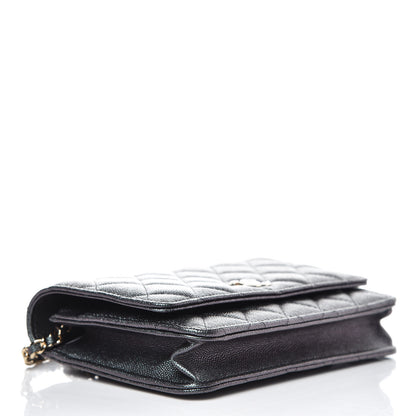 Chanel Iridescent Caviar Quilted Wallet On Chain WOC Black 4 of 9