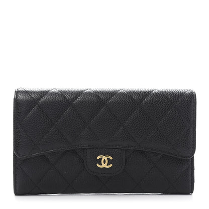 Chanel Caviar Quilted Long Flap Wallet Black 1 of 13